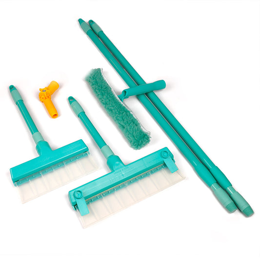 Aqua Blade Full Set Pro is featuring 22cm and 30cm professional squeegees, an adjustable angle adapter for awkward angles, and two telescopic handles for extended reach